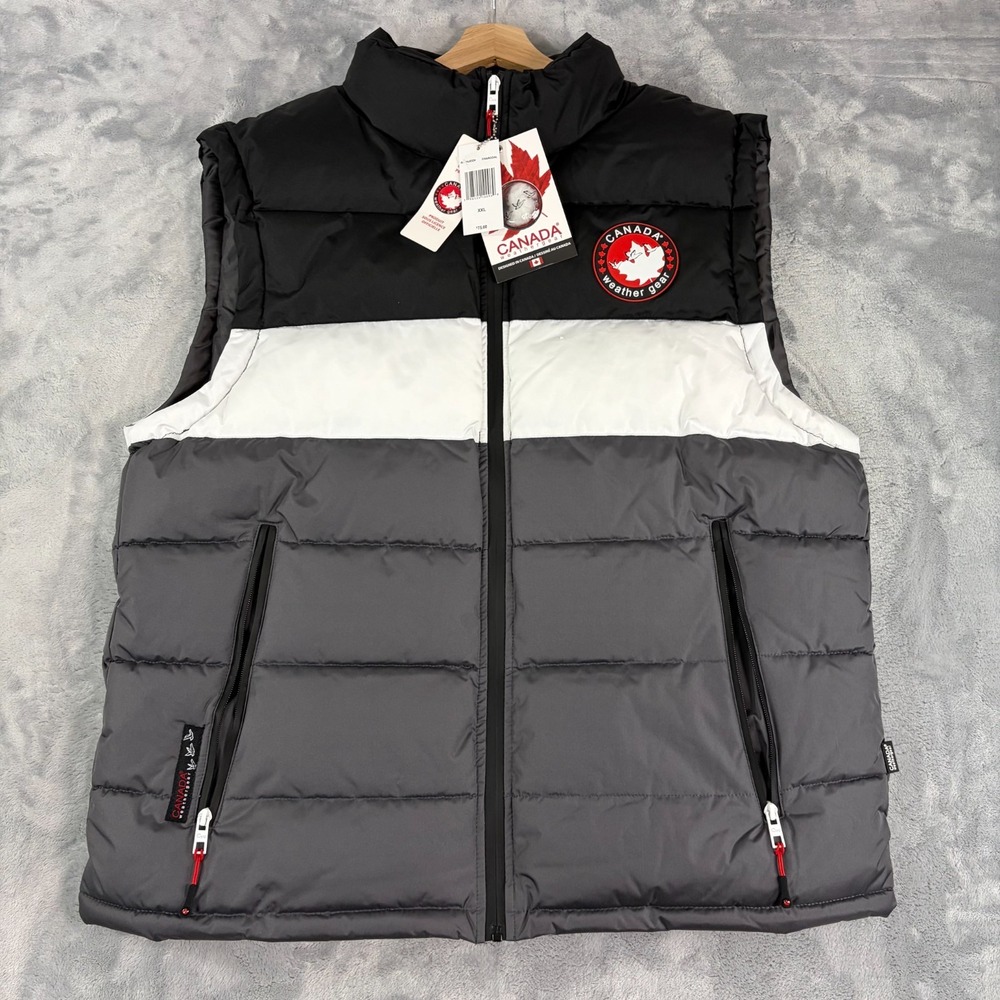 Canada Weather Gear Mens 2XL Colorblock Black Gray Outdoor Puffer Vest Winter